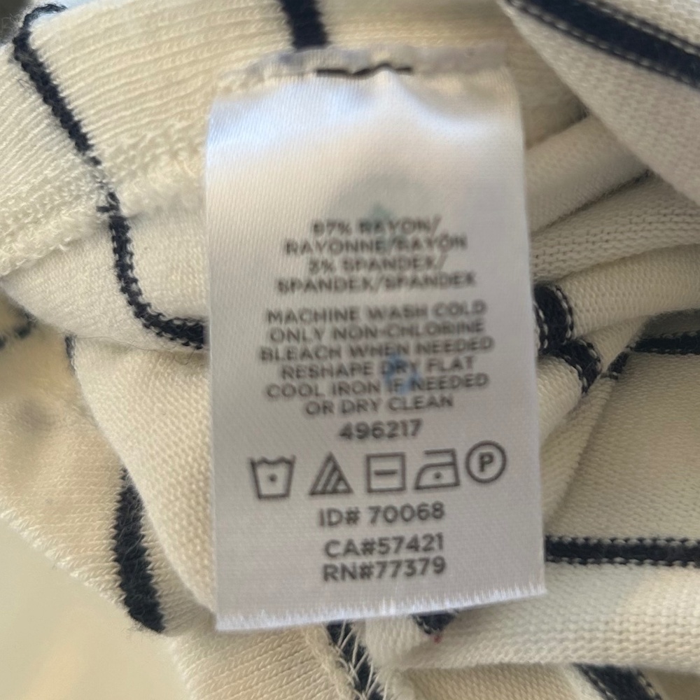 ANN TAYLOR Striped Crewneck Short Sleeve T-Shirt Top Off-white Black Sz MP EUC - Picture 11 of 11